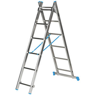 Image of Mac Allister 2-Section 3-Way Aluminium Combination Ladder 2.6m 