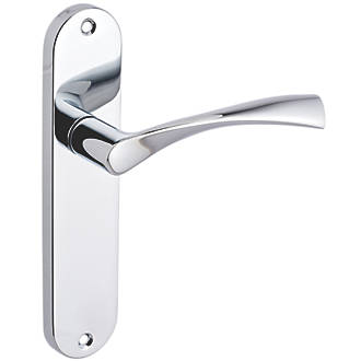 Image of Smith & Locke Bude Fire Rated Latch Lever Door Handles Pair Polished Chrome 