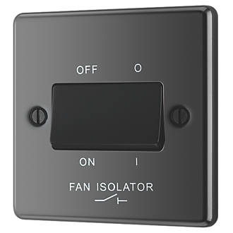 Image of LAP 10AX 1-Gang 3-Pole Fan Isolator Switch Black Nickel with Black Inserts 
