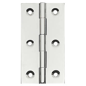 Image of Polished Chrome Solid Drawn Butt Hinges 64mm x 35mm 2 Pack 
