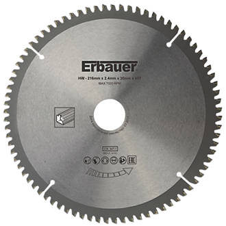 Image of Erbauer Aluminium TCT Saw Blade 216mm x 30mm 80T 