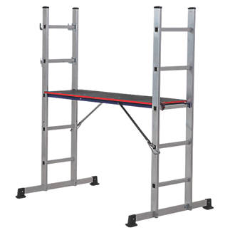 Image of Werner 3-Section 5-Way Aluminium Combination Ladder With Platform 2.48m 