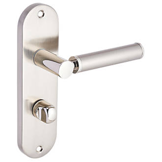 Image of Smith & Locke Lyme Fire Rated WC Door Handles Pair Chrome / Brushed Nickel 