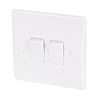 Image of Schneider Electric Ultimate Slimline 16AX 2-Gang 2-Way Light Switch White 