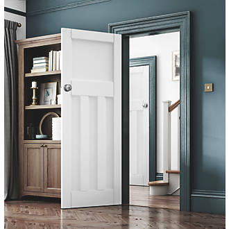 Image of Jeld-Wen Deco Primed White Wooden 3-Panel Internal Door 1981mm x 610mm 