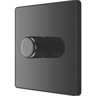 Image of British General Evolve 1-Gang 2-Way LED Trailing Edge Single Push Dimmer Switch with Rotary Control Black with Black Inserts 
