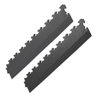 Image of Garage Floor Tile Company X Joint Interlocking Edge Ramp Black 587mm x 90mm 2 Pack 