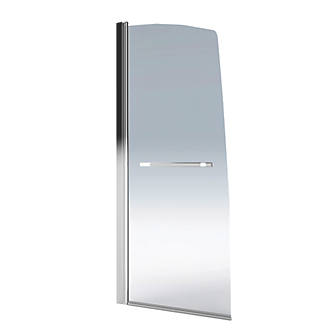Image of Aqualux Aqua 5 Semi-Framed Silver Bathscreen with Towel Rail 1500mm x 800mm 