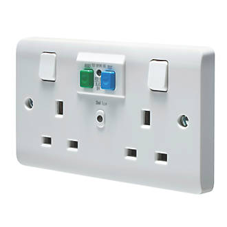 Image of Crabtree Instinct 13A 2-Gang DP Switched Passive RCD Socket White 