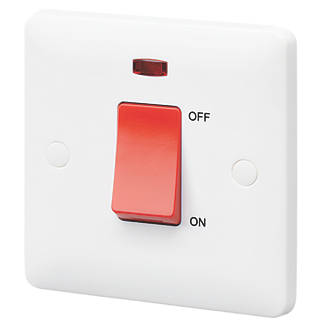 Image of MK Base 32A 1-Gang DP Control Switch White with Neon with Red Inserts 