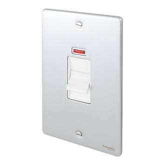 Image of Schneider Electric Ultimate Low Profile 50A 2-Gang DP Control Switch Brushed Chrome with Neon with White Inserts 