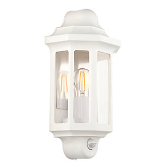 Image of LAP Outdoor Half Lantern Wall Light With PIR Sensor White 