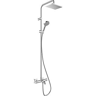 Image of Hansgrohe Vernis Shape Showerpipe 230 Shower System with Bath Thermostatic Mixer Modern Design Chrome 