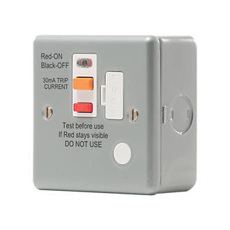 Image of British General 13A Unswitched Metal Clad Passive Fused Spur & Flex Outlet with White Inserts 