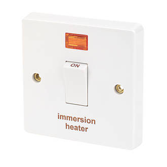 Image of Crabtree Capital 20A 1-Gang DP Immersion Heater Switch White with Neon 