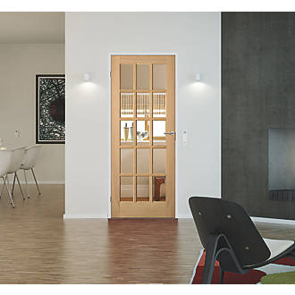 Image of Jeld-Wen 15-Clear Light Unfinished Oak Veneer Wooden Traditional Internal Door 1981mm x 838mm 