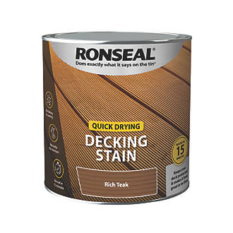 Image of Ronseal Quick Drying Decking Stain Rich Teak 2.5Ltr 