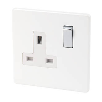 Image of Varilight 13AX 1-Gang DP Switched Plug Socket Ice White with White Inserts 