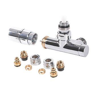 Image of Terma Integrated Chrome Angled Thermostatic TRV with Immersion Tube R/S 1/2" x 15mm 