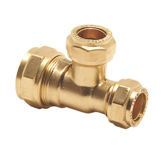 Image of Pegler PX50D Brass Compression Reducing Tee 22mm x 15mm x 15mm 