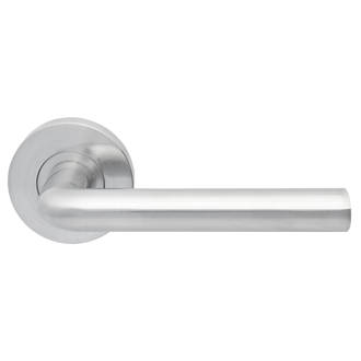 Image of Jigtech Riva Lever on Rose Door Handles Pair Satin Chrome 