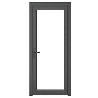 Image of Crystal Fully Glazed 1-Clear Light RH Anthracite Grey uPVC Back Door 2090mm x 890mm 