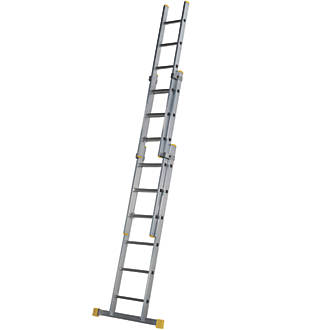 Image of Werner PRO 3-Section Aluminium Square Rung Extension Ladder 4.13m 
