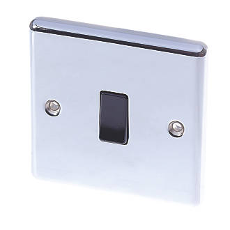 Image of LAP 10AX 1-Gang 2-Way Light Switch Polished Chrome with Black Inserts 