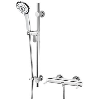 Image of Bristan Design Utility Rear-Fed Exposed Chrome Thermostatic Bar Mixer Shower with Adjustable Riser Kit 