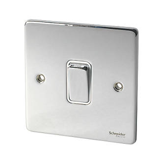 Image of Schneider Electric Ultimate Low Profile 16AX 1-Gang Intermediate Switch Polished Chrome with White Inserts 