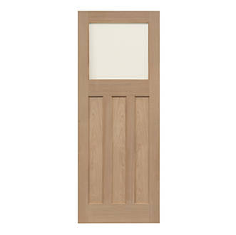 Image of Edwardian 1-Clear Light Unfinished Oak Wooden 3-Panel Internal Door 1981mm x 762mm 