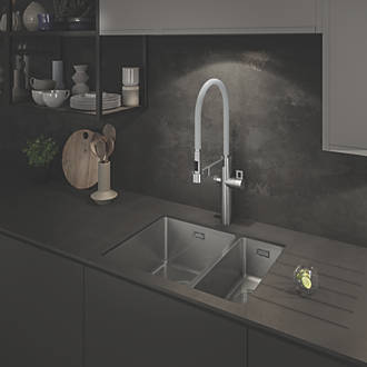 Image of Abode Matrix 1.5 Bowl Stainless Steel Undermount & Inset Kitchen Sink LH 580mm x 440mm 