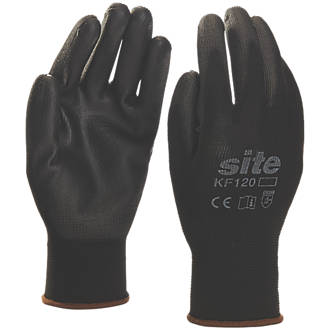 Image of Site 120 PU Palm Dip Gloves Black Large 