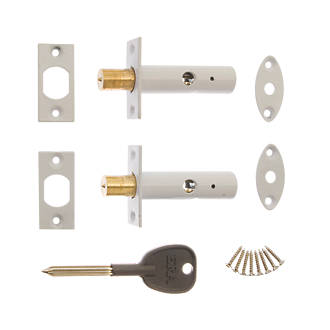 Image of ERA Brass Concealed Door Security Bolts 78mm White 2 Pack 