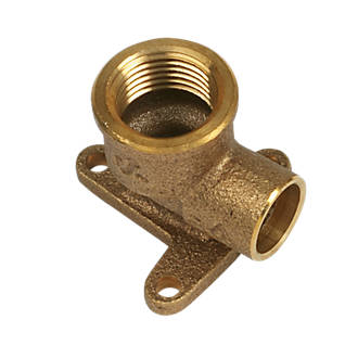 Image of Yorkshire Brass Solder Ring Adapting 90Â° Wall Plate Elbow 15mm x 1/2" 