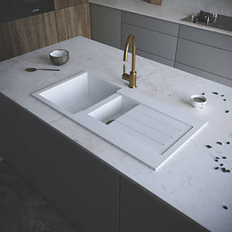 Image of ETAL Comite 1.5 Bowl Composite Kitchen Sink White Reversible 1000mm x 500mm 