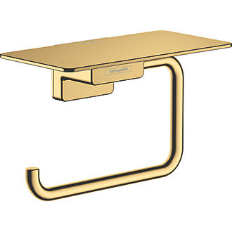 Image of Hansgrohe AddStoris Toilet Roll Holder with Shelf Polished Gold Optic 