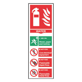 Image of Non Photoluminescent "Fire Extinguisher Water" Sign 100mm x 300mm 