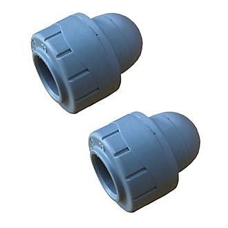 Image of PolyPlumb Plastic Push-Fit Socket Ends 15mm 2 Pack 
