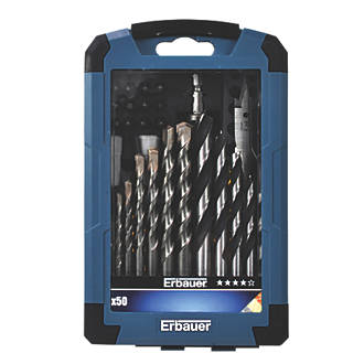 Image of Erbauer Straight Shank Mixed Drill Bit Set 50 Pieces 