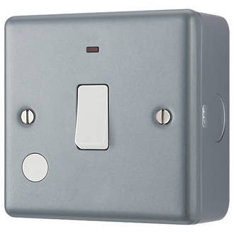 Image of British General 20A 1-Gang DP Metal Clad Control Switch & Flex Outlet with LED with White Inserts 