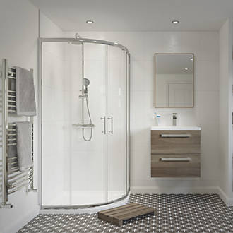 Image of Essentials Framed Quadrant 2-Door Shower Enclosure Left & Right-Hand Opening Polished Silver 900mm x 900mm x 1850mm 