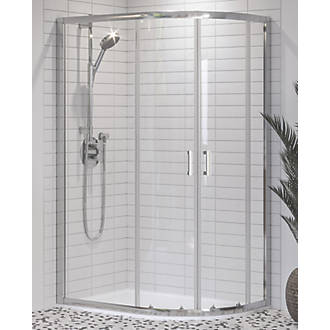 Image of Aqualux Edge 8 Framed Offset Quadrant Shower Enclosure & Tray Right-Hand Silver Effect 1200mm x 800mm x 2000mm 