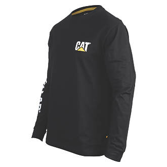 Image of CAT Trademark Banner Long Sleeve T-Shirt Black Medium 38-40" Chest 