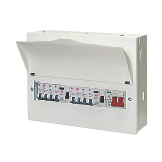 Image of Wylex 16-Module 9-Way Populated High Integrity Dual RCD Consumer Unit with SPD 