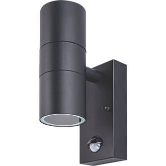 Image of Luceco Azurar Outdoor Up / Down Wall Light With PIR Sensor Black 