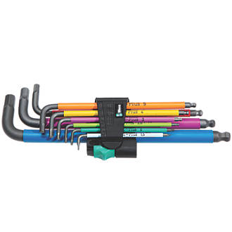 Image of Wera L-Keys Metric Multicolour BlackLaser Hex-Plus Set 9 Pieces 