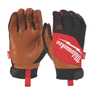 Image of Milwaukee Hybrid Leather Gloves Black / Brown Medium 