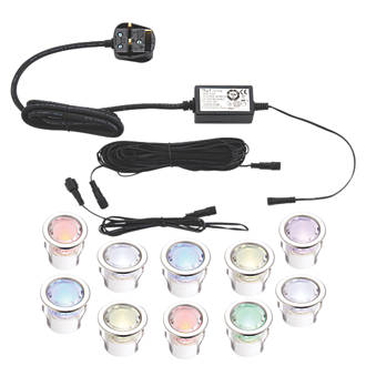 Image of LAP Coldstrip 30mm Outdoor RGB LED Deck Light Kit Polished Stainless Steel 4W 10 Pack 