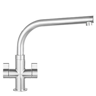Image of Franke Sion Dual-Lever Mono Mixer Kitchen Tap Brushed Steel 